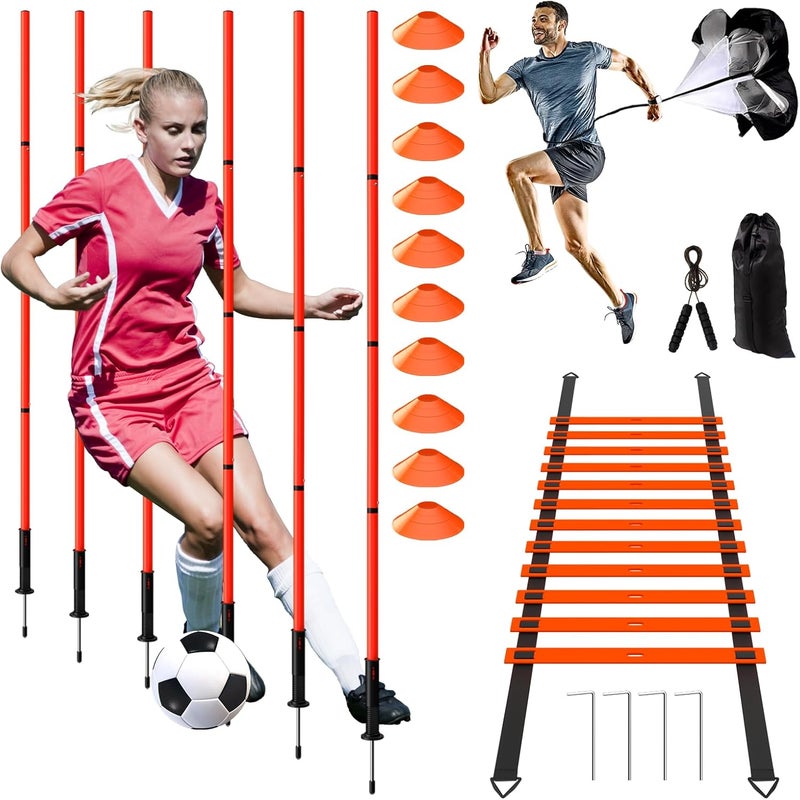 Supvision 24Pcs Soccer Agility Training Equipment Set Ultimate Agility Poles Cones Ladder More for Quick Assembly and Easy Portability Suitable for All Skill Levels Enhance Speed Agility Training - Image 1